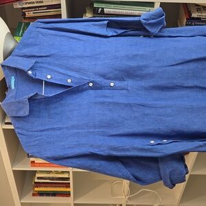 J. MCLAUGHLIN Blue, long sleeve,  Linen Shirt, Small